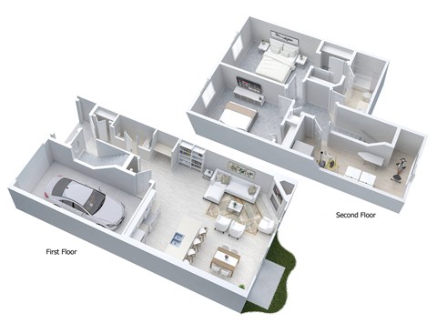 Floor plan for 2 beds, 1.5 baths, 1268 sqft